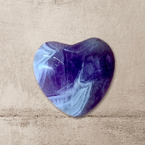 Heart Shaped Amethyst Meditation Palm Stone